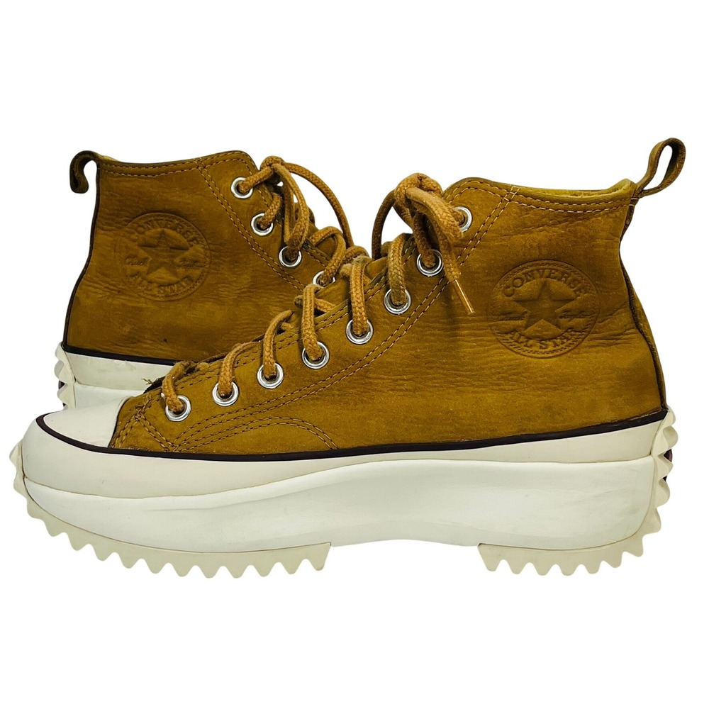 Converse Run Star Hike High Top Unisex M 7.5 W 9 Gold Leather Platform Sneakers